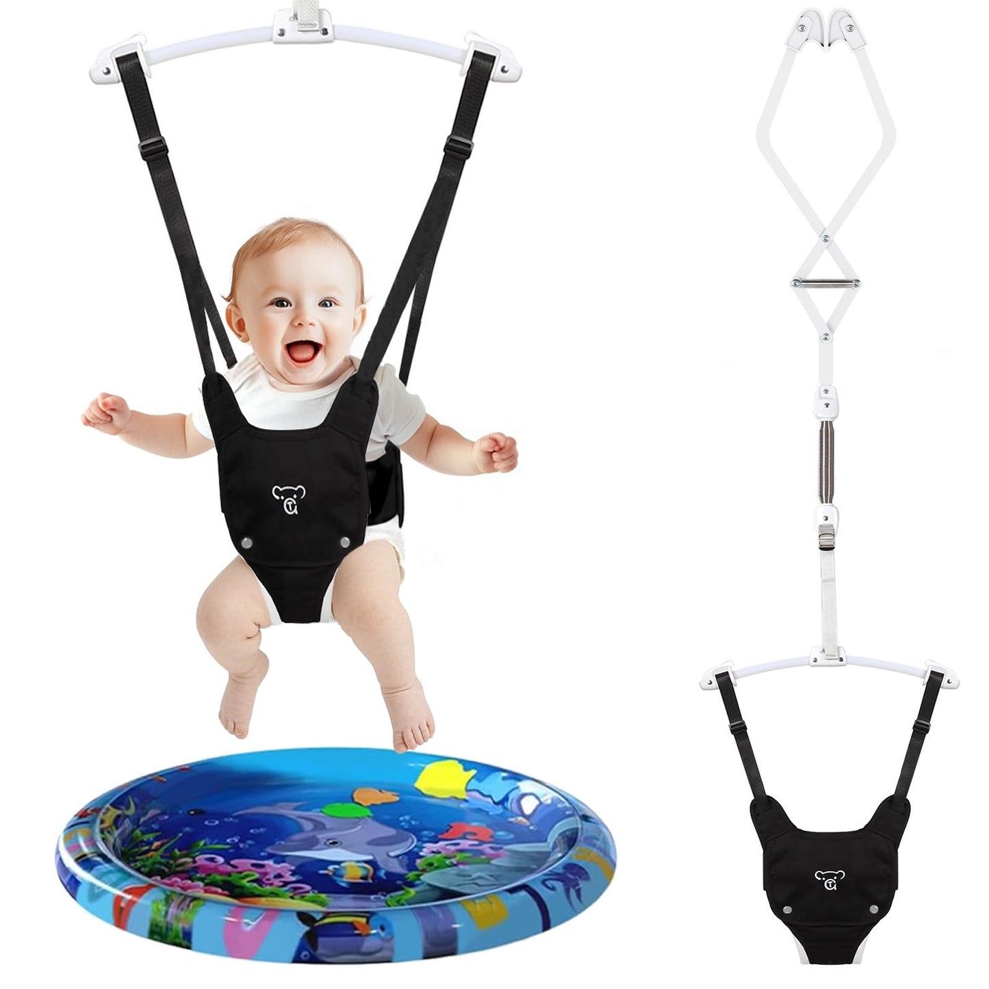 Baby Jumper, Baby Doorway Jumper with Adjustable Strap, Protable Baby Jumpers and Bouncers, Easy to Assemble, Baby Bouncer Jumper with Soft Rug