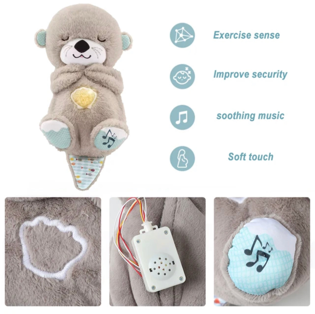 Breathing Baby Bear, Sleep and Playmate, Musical Stuffed Plush Toy with Light & Sound