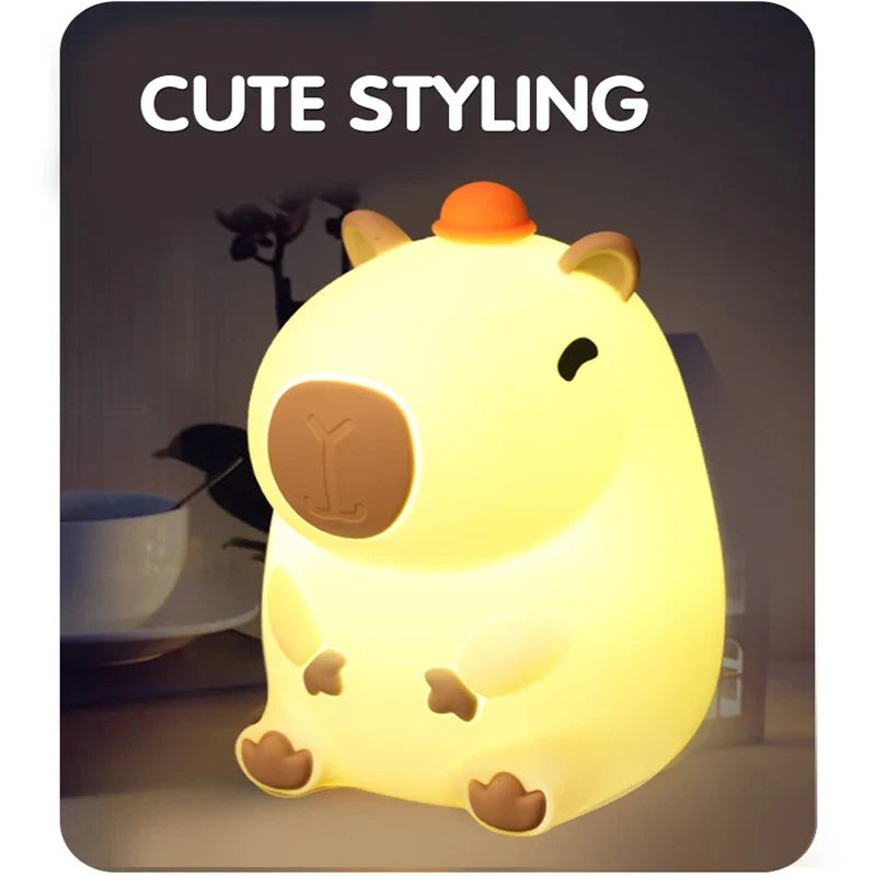 Capybara Silicone Night Light – USB Rechargeable Bedside Lamp