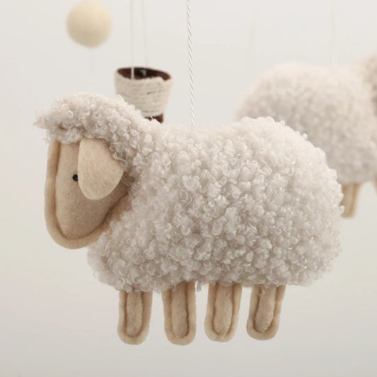 Boucle Sheep & Balloon Baby Nursery Crib Mobile