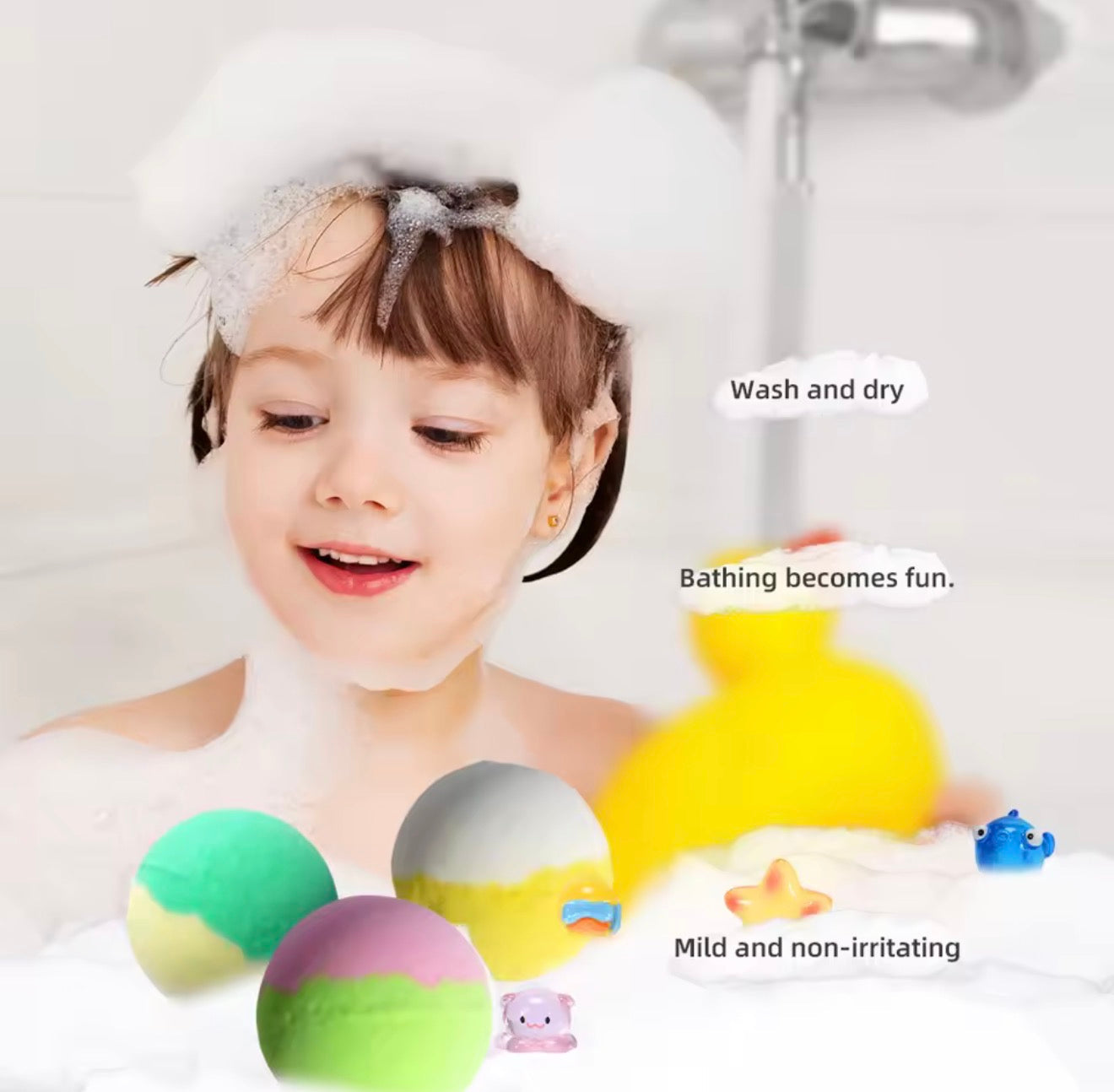 Baby Bath Bombs with Surprise Inside - Organic Natural Kids Fizzy Bubble Bath Bombs, 24 Pack Gift Set