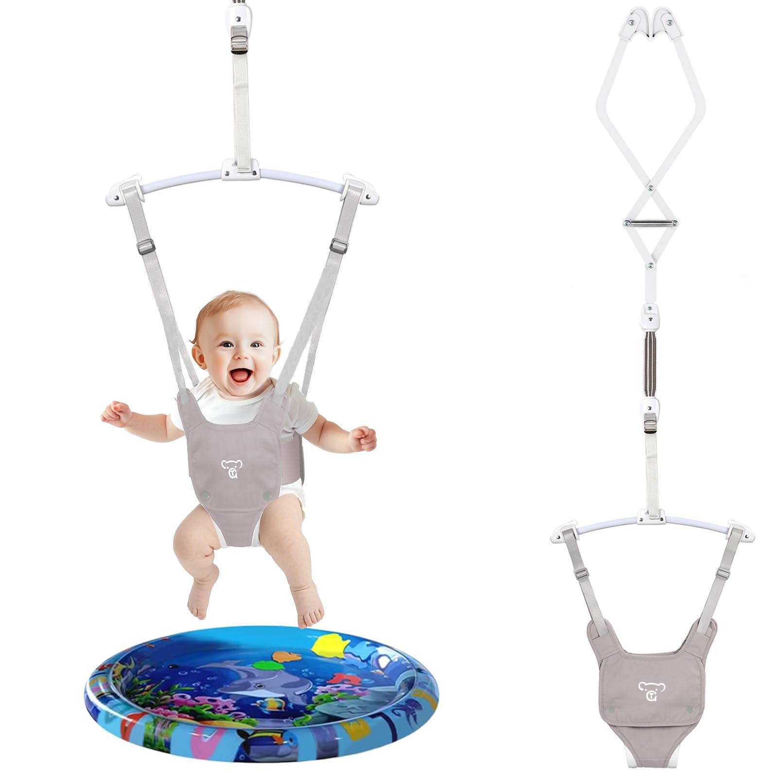 Baby Jumper, Baby Doorway Jumper with Adjustable Strap, Protable Baby Jumpers and Bouncers, Easy to Assemble, Baby Bouncer Jumper with Soft Rug