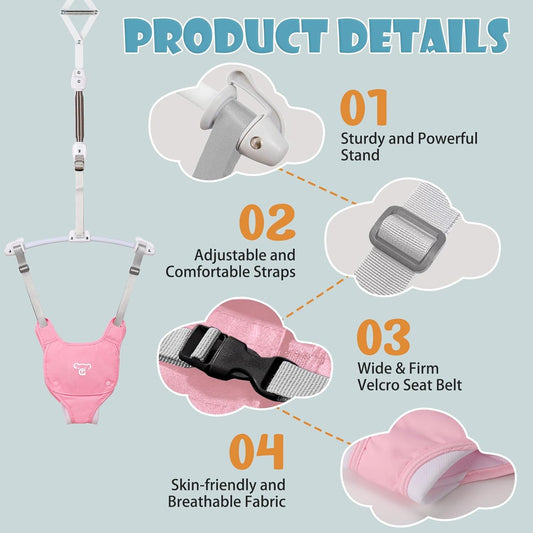 Baby Jumper, Baby Doorway Jumper with Adjustable Strap, Protable Baby Jumpers and Bouncers, Easy to Assemble, Baby Bouncer Jumper with Soft Rug