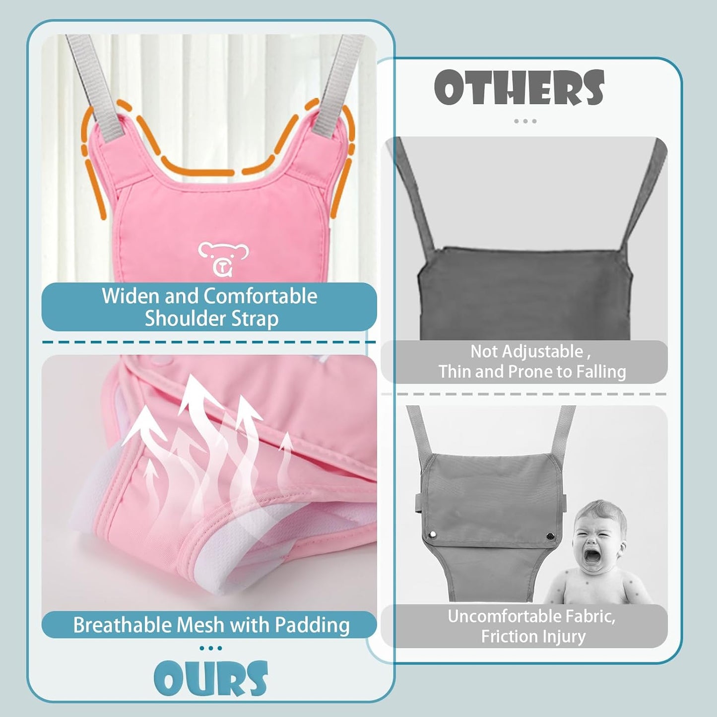 Baby Jumper, Baby Doorway Jumper with Adjustable Strap, Protable Baby Jumpers and Bouncers, Easy to Assemble, Baby Bouncer Jumper with Soft Rug