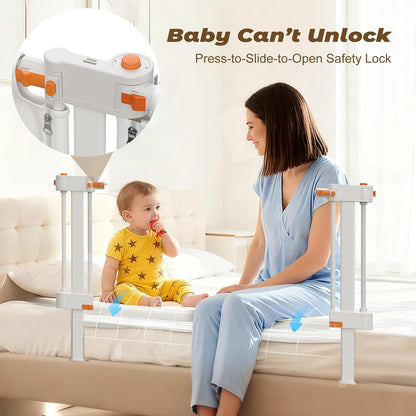 3 in 1 Bedside Bassinet, 69.26" x 19.29" Baby Bassinets Bedside Sleeper with Mosquito Net + Storage Bag + Child Lock, Baby Crib & Toddler Bed Rails for Twin, Full, Queen, King Size, Beige