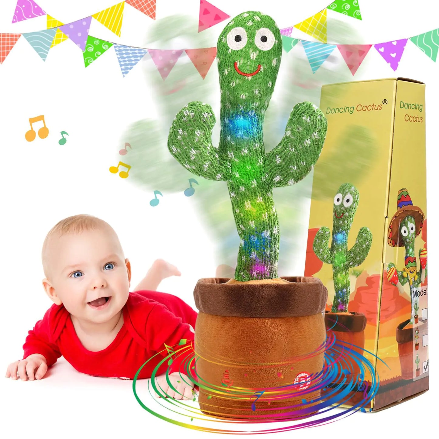 Dancing Cactus Toy Cute Plushies Talking Cactus Baby Toy 0-6 Months Wriggle Singing 120 English Hit Song Sensory Musical Toy