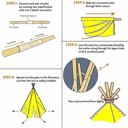 Kids Teepee Tent – Foldable Cotton Play House for Children 1.3M & 1.6M
