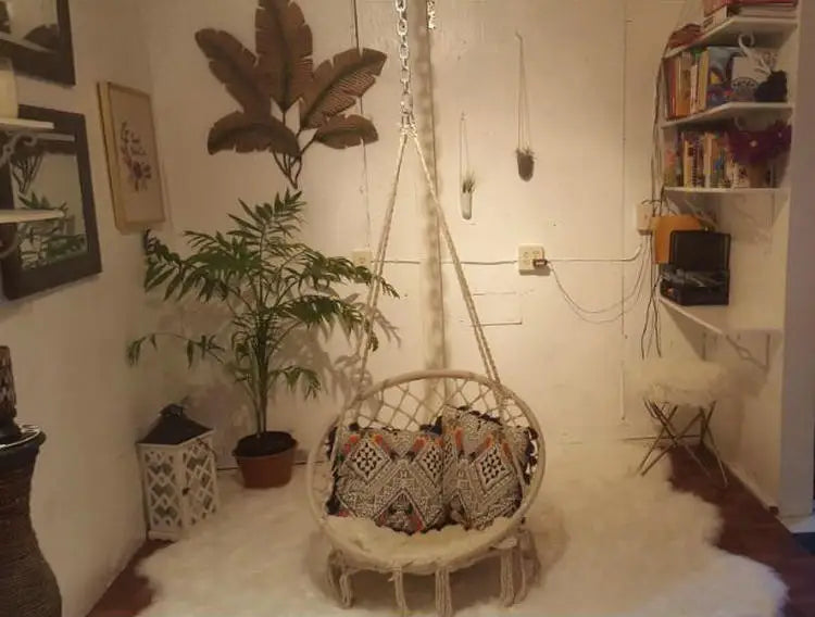 Hammock Swing Chair, Handmade Knitted Macrame Hanging Swing Chair for Indoor,Bedroom,Yard,Garden- 230 Pound Capacity