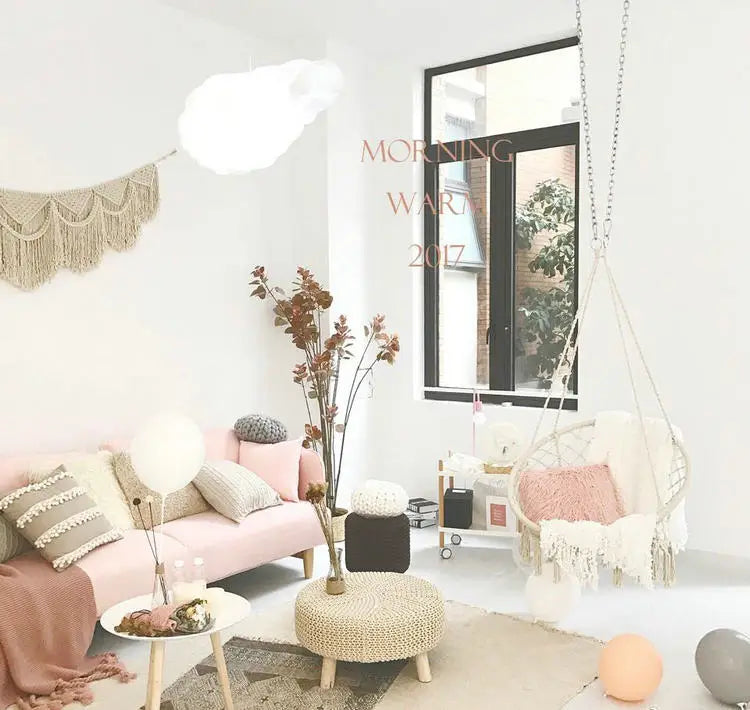 Hammock Swing Chair, Handmade Knitted Macrame Hanging Swing Chair for Indoor,Bedroom,Yard,Garden- 230 Pound Capacity