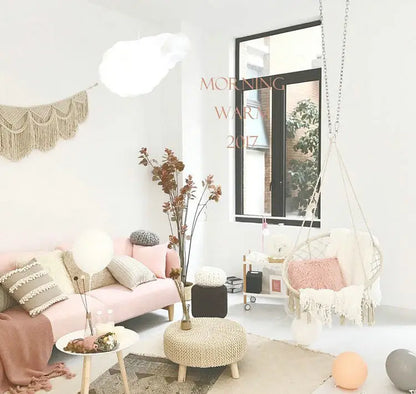 Hammock Swing Chair, Handmade Knitted Macrame Hanging Swing Chair for Indoor,Bedroom,Yard,Garden- 230 Pound Capacity