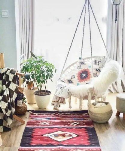 Hammock Swing Chair, Handmade Knitted Macrame Hanging Swing Chair for Indoor,Bedroom,Yard,Garden- 230 Pound Capacity