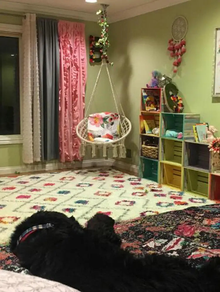 Hammock Swing Chair, Handmade Knitted Macrame Hanging Swing Chair for Indoor,Bedroom,Yard,Garden- 230 Pound Capacity