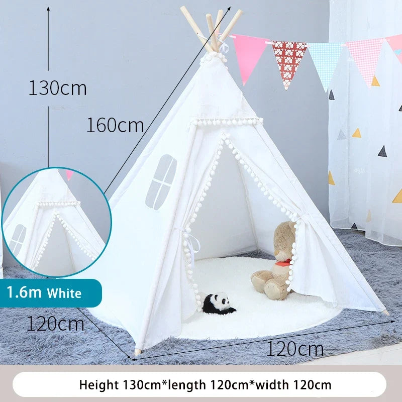 Kids Teepee Tent – Foldable Cotton Play House for Children 1.3M & 1.6M
