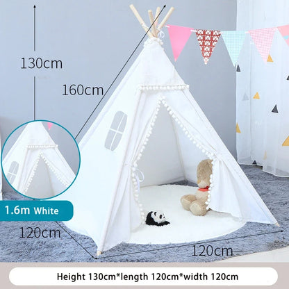 Kids Teepee Tent – Foldable Cotton Play House for Children 1.3M & 1.6M