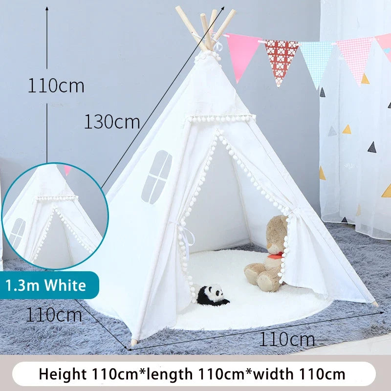 Kids Teepee Tent – Foldable Cotton Play House for Children 1.3M & 1.6M