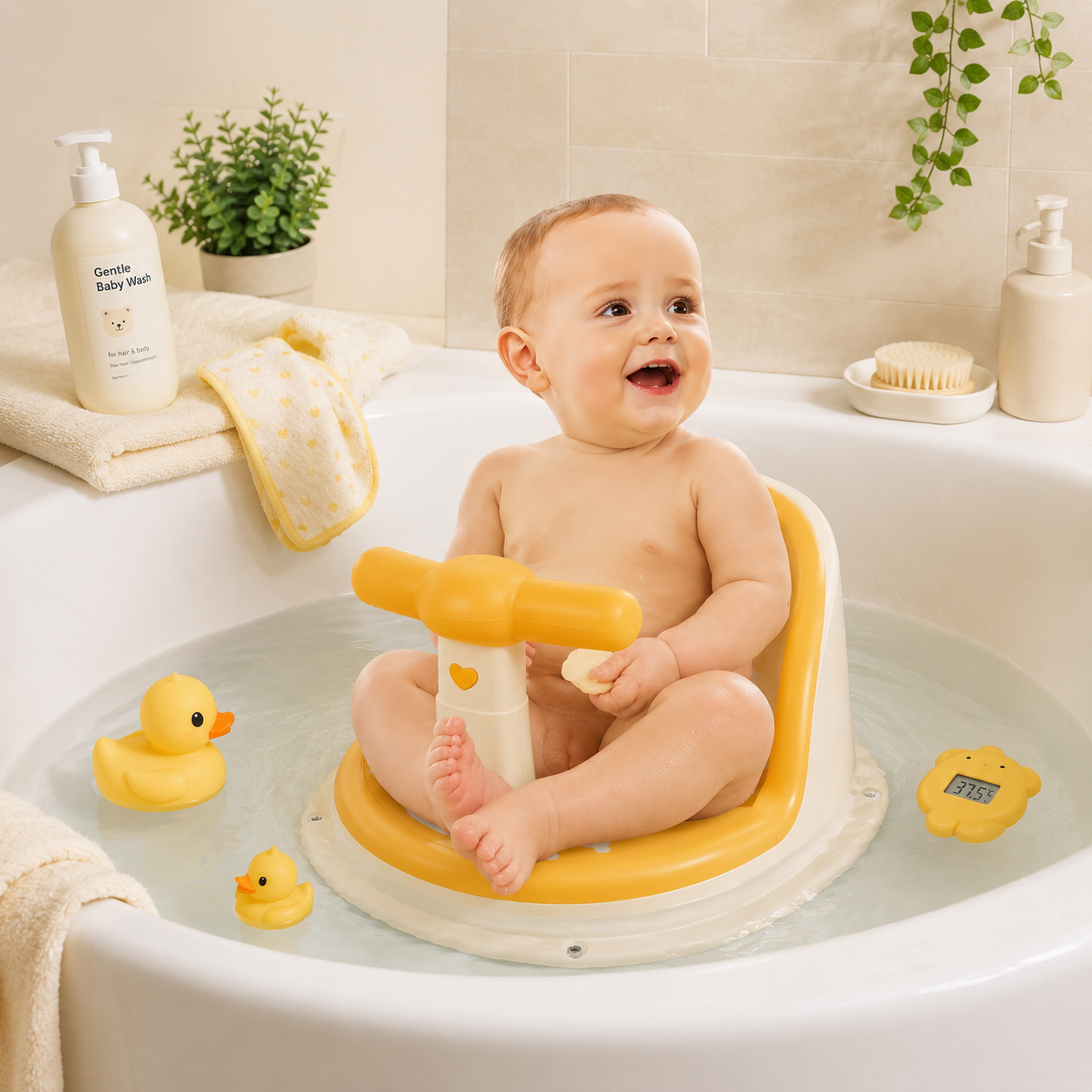 Non-Slip Baby Bath Seat – Portable Suction Shower Seat for Infants 6–18 Months