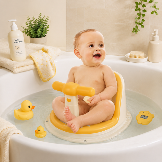 Non-Slip Baby Bath Seat – Portable Suction Shower Seat for Infants 6–18 Months
