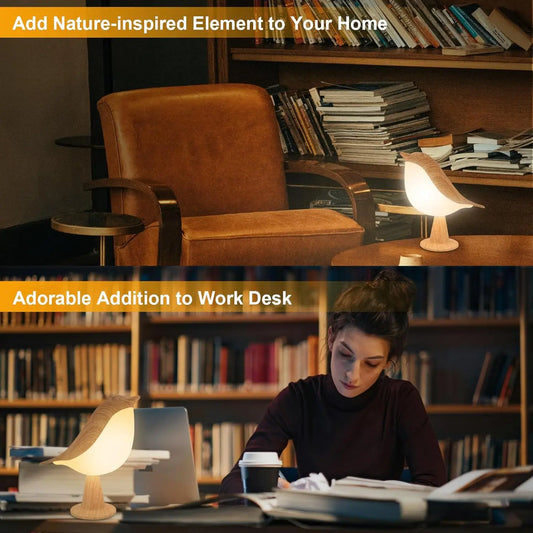 Bird Touch Bedside Lamp for Kids – USB Rechargeable Night Light