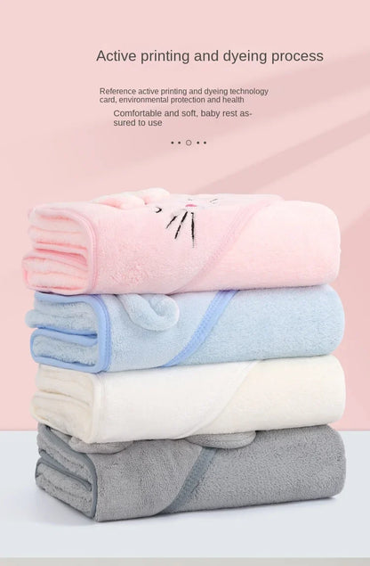 Baby Hooded Bath Towel – Super Soft Absorbent Bathrobe Blanket 80×80cm for Newborns