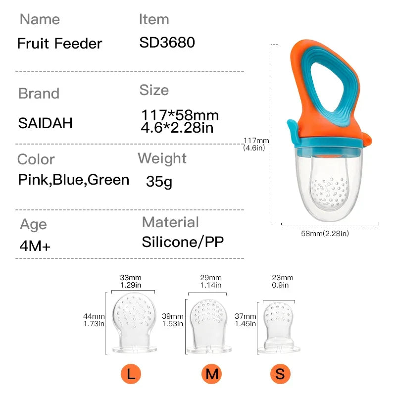 Infant Baby Food Fruit & Vegetable Feeder Pacifier with Medium Mesh Bag