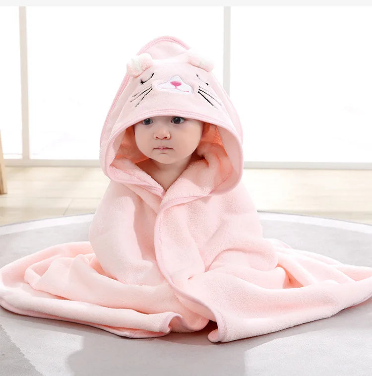Baby Hooded Bath Towel – Super Soft Absorbent Bathrobe Blanket 80×80cm for Newborns