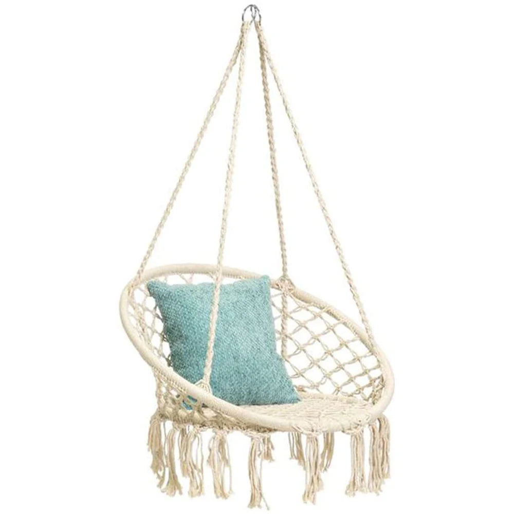 Hammock Swing Chair, Handmade Knitted Macrame Hanging Swing Chair for Indoor,Bedroom,Yard,Garden- 230 Pound Capacity
