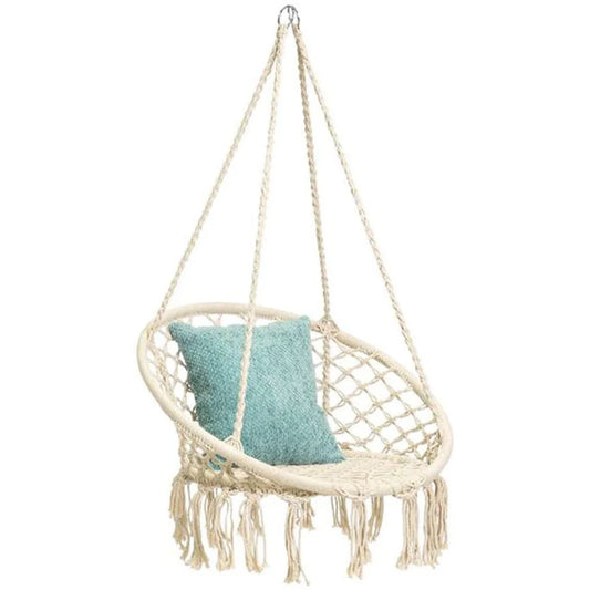 Hammock Swing Chair, Handmade Knitted Macrame Hanging Swing Chair for Indoor,Bedroom,Yard,Garden- 230 Pound Capacity