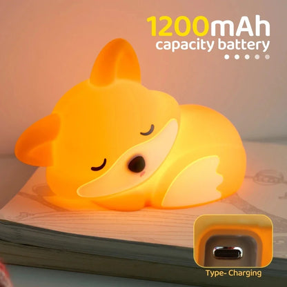 Silicone Animal Night Light – USB Rechargeable Bedside Lamp