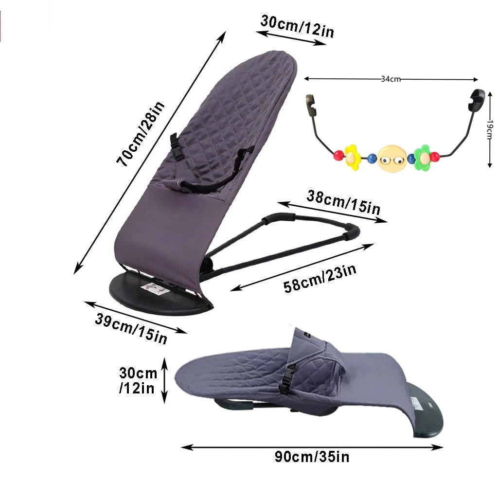 2-in-1 Convertible Baby Bouncer Seat with Toy Bar - No Battery Self-Rocking Hip-Healthy Seat for Infants 0-2 Years