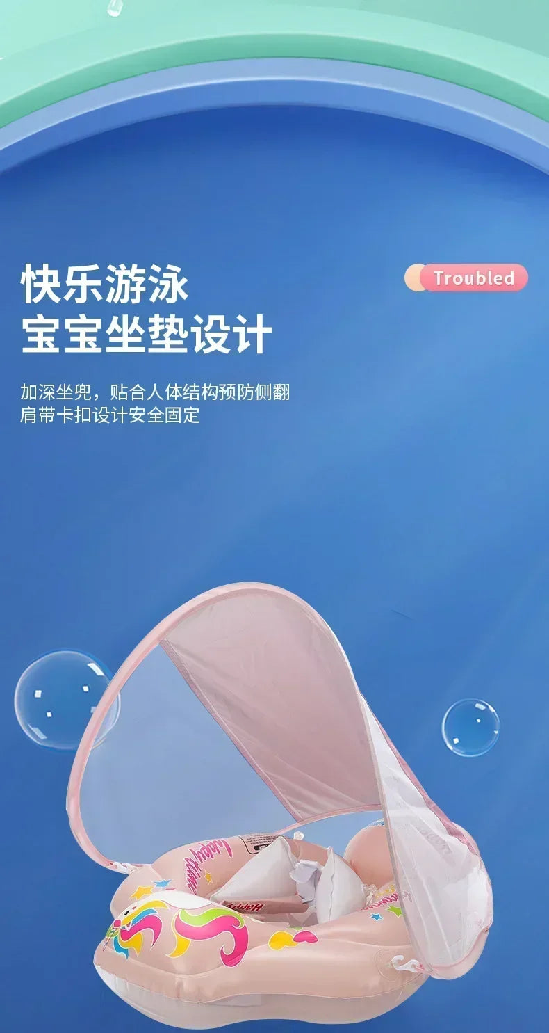 Baby Swimming Pool Float With Canopy Inflatable Infant Floating Ring Kids Swim Circle Bathing Summer Toys