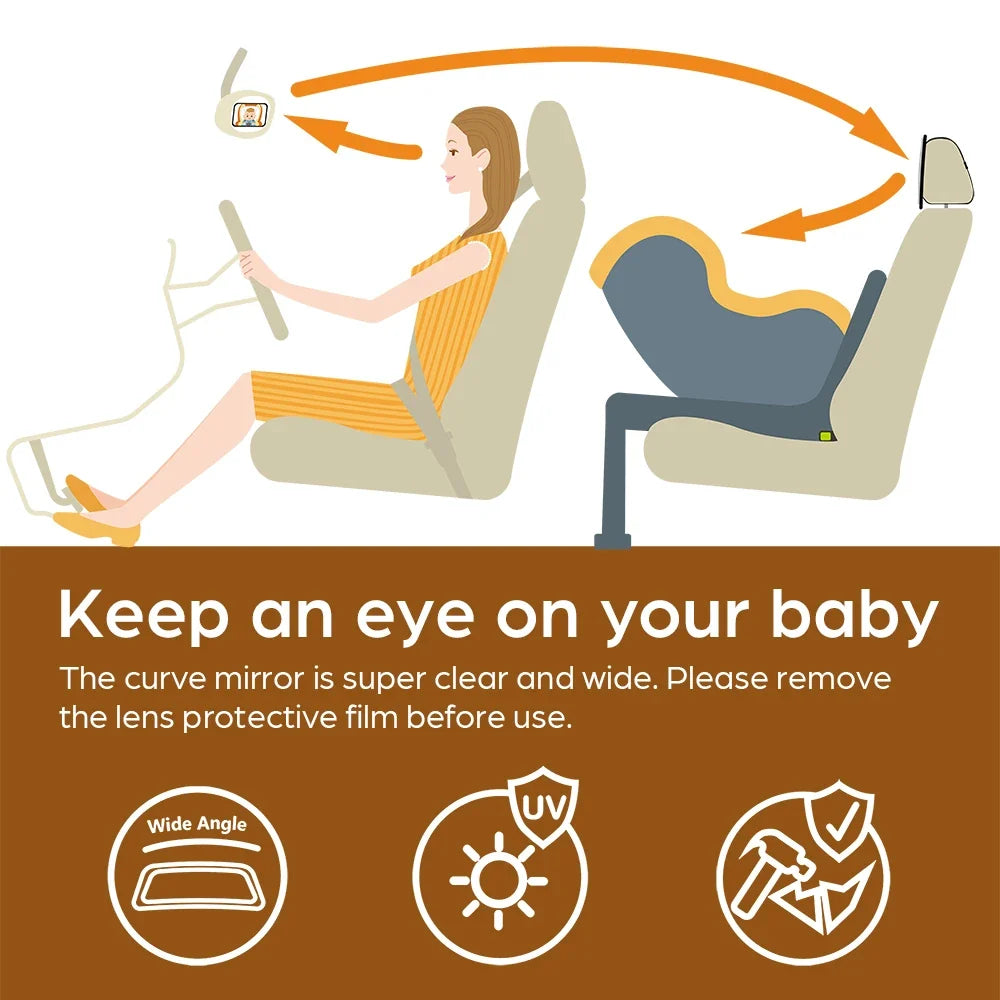 Shatterproof Baby Car Mirror – Rear-Facing Seat View