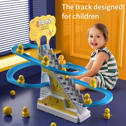 Electric Duckling Stair Climbing Toy – Musical Duck Slide