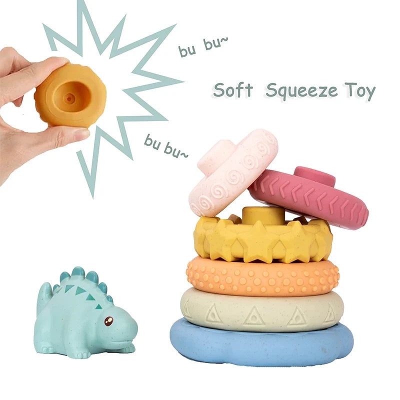 Dinosaur Stacking Tower Toy – Montessori Nesting Rings