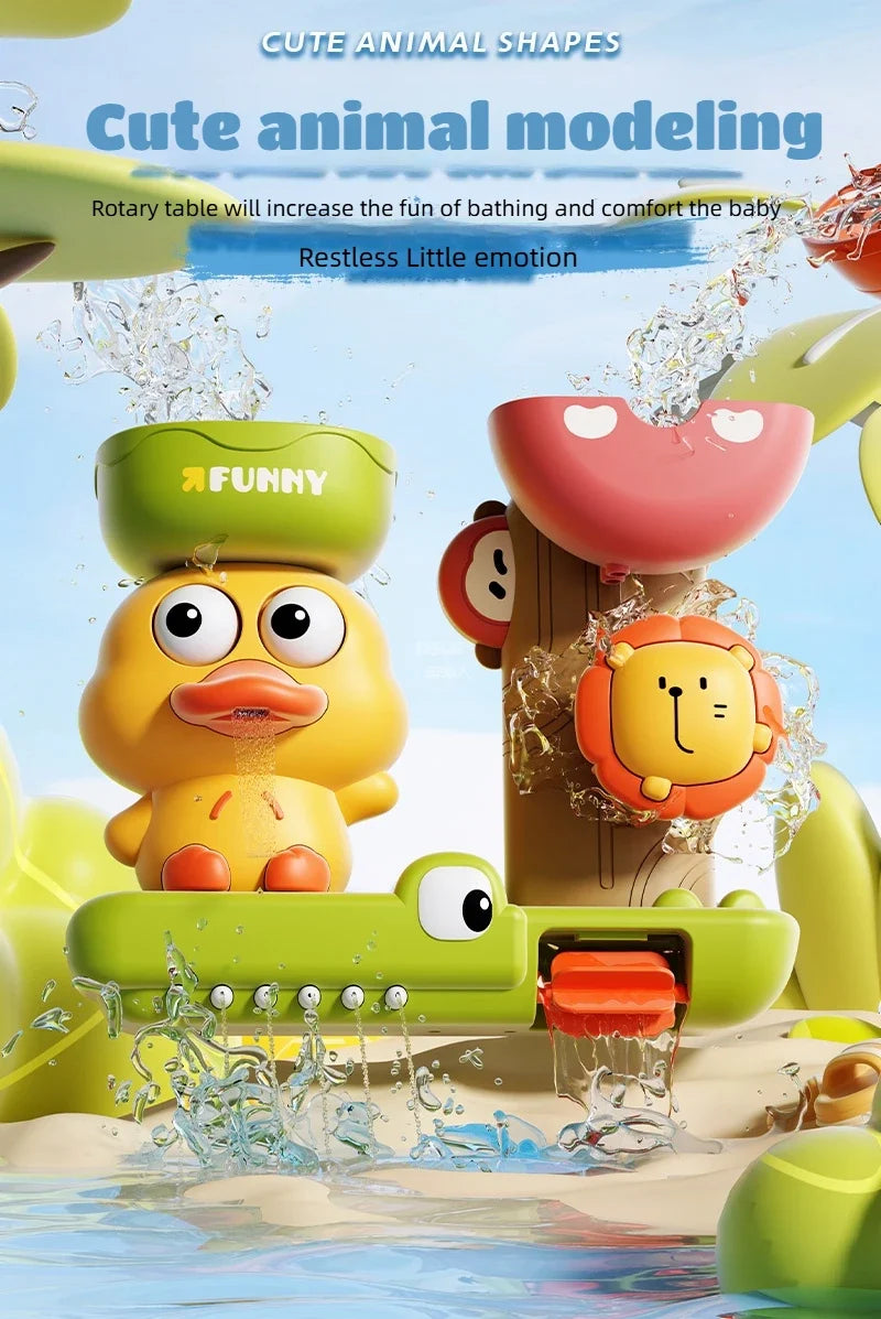 Duck & Flower Baby Bath Waterwheel Toy – Suction Cup Bathtub Toy for Kids 0–6 Years