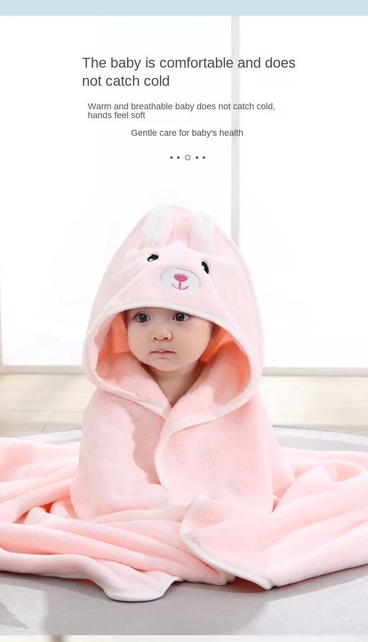 Baby Hooded Bath Towel – Super Soft Absorbent Bathrobe Blanket 80×80cm for Newborns