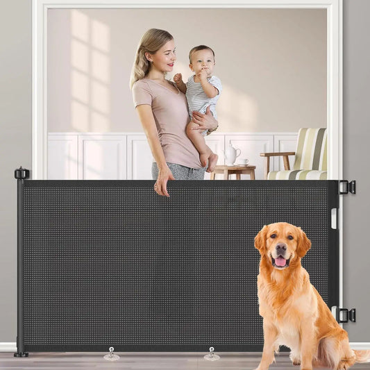 Retractable Safety Gate – No-Drill Childproof Mesh Fence for Hallways, Stairs & Doorways