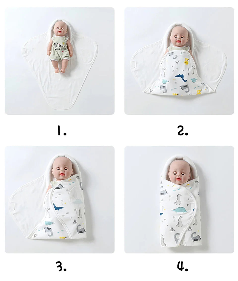 Cotton Baby Swaddle Wrap Blanket – Anti-Startle, 0–6 Months