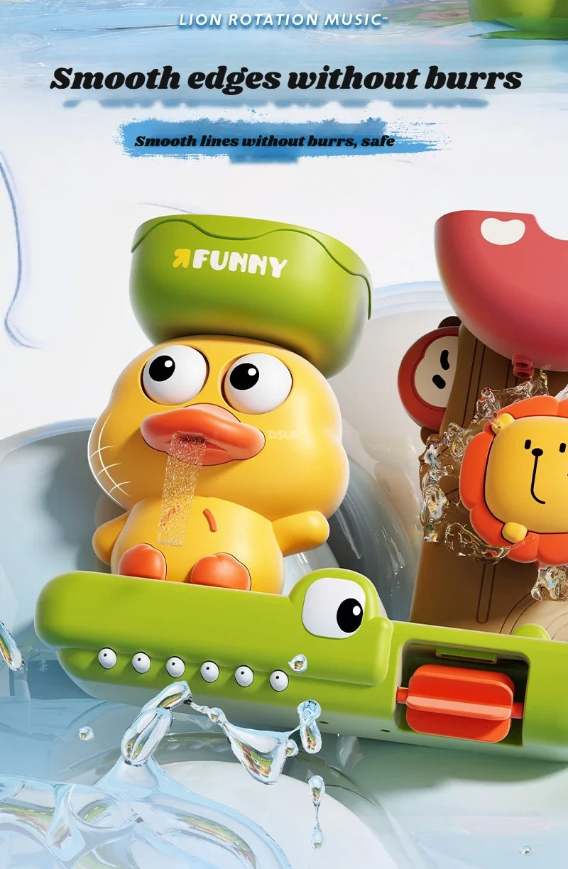 Duck & Flower Baby Bath Waterwheel Toy – Suction Cup Bathtub Toy for Kids 0–6 Years