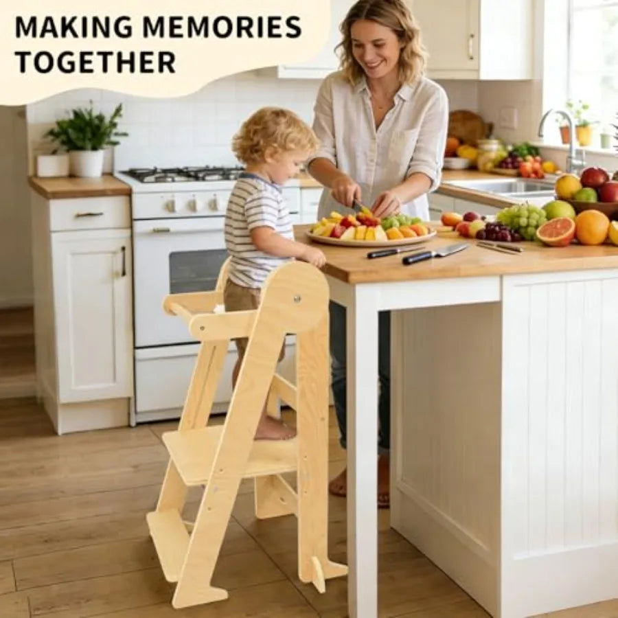 Foldable Montessori Kitchen Helper Tower – Adjustable Stool