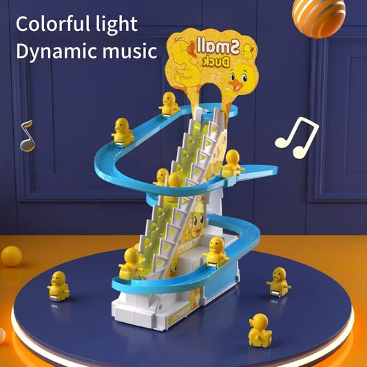 Electric Duckling Stair Climbing Toy – Musical Duck Slide