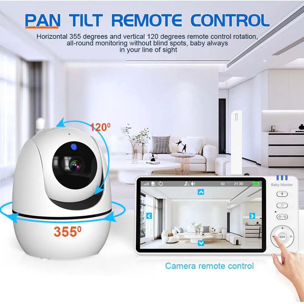 5" HD Video Baby Monitor – PTZ Camera & Night Vision