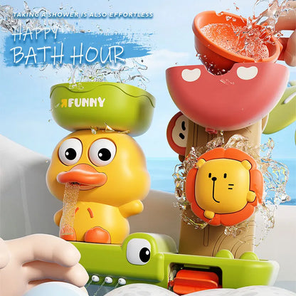 Duck & Flower Baby Bath Waterwheel Toy – Suction Cup Bathtub Toy for Kids 0–6 Years