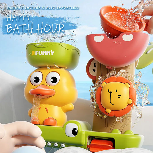 Duck & Flower Baby Bath Waterwheel Toy – Suction Cup Bathtub Toy for Kids 0–6 Years