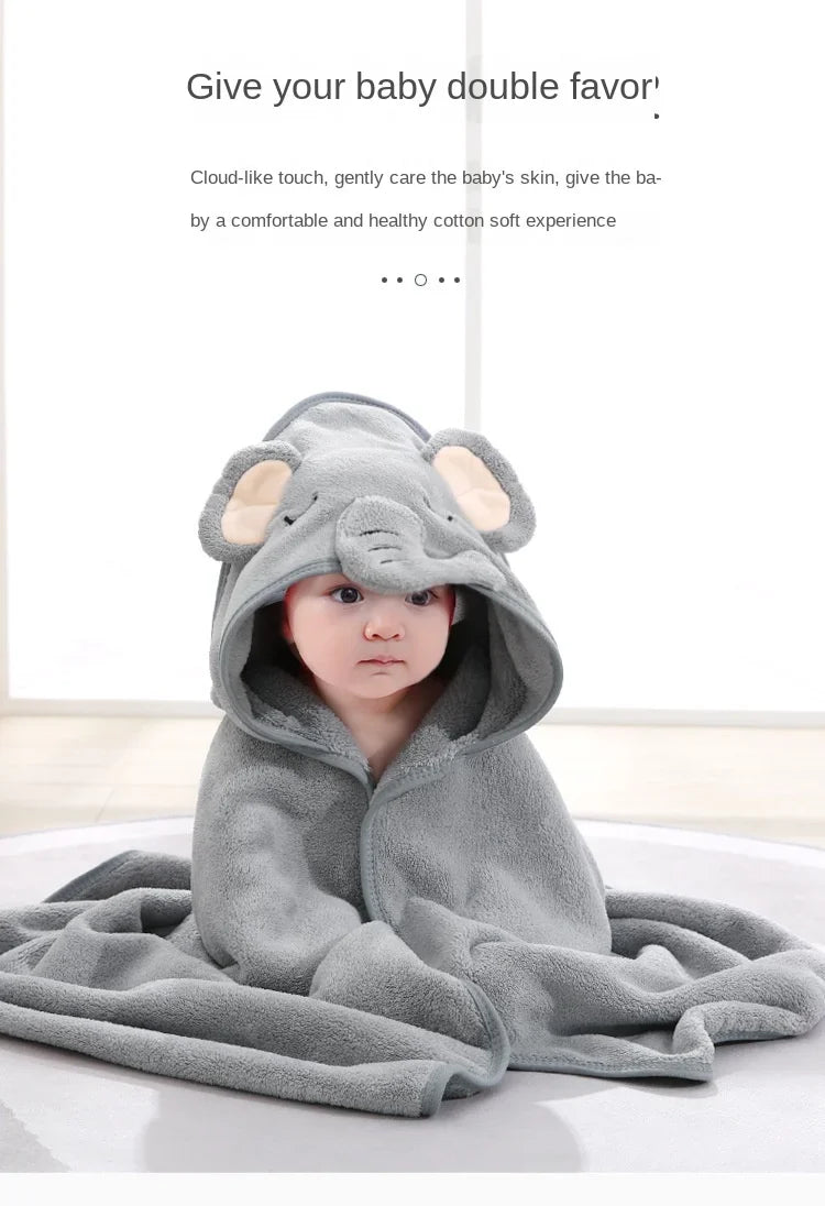 Baby Hooded Bath Towel – Super Soft Absorbent Bathrobe Blanket 80×80cm for Newborns