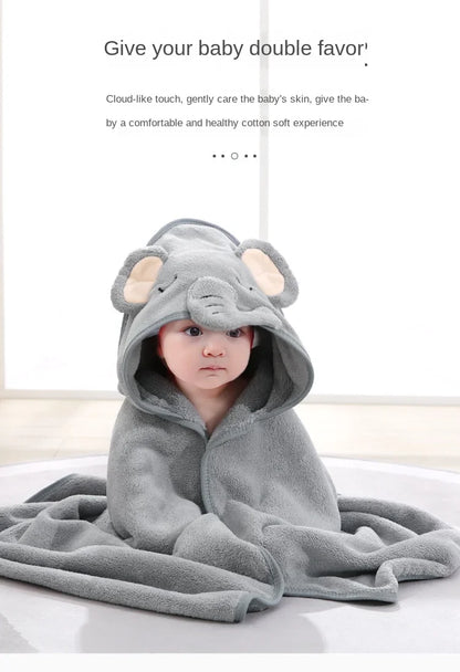 Baby Hooded Bath Towel – Super Soft Absorbent Bathrobe Blanket 80×80cm for Newborns