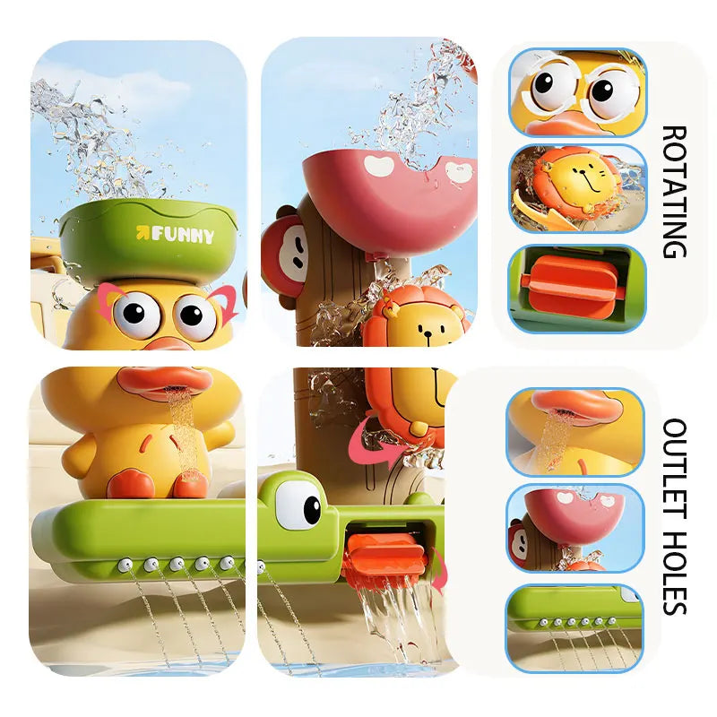 Duck & Flower Baby Bath Waterwheel Toy – Suction Cup Bathtub Toy for Kids 0–6 Years