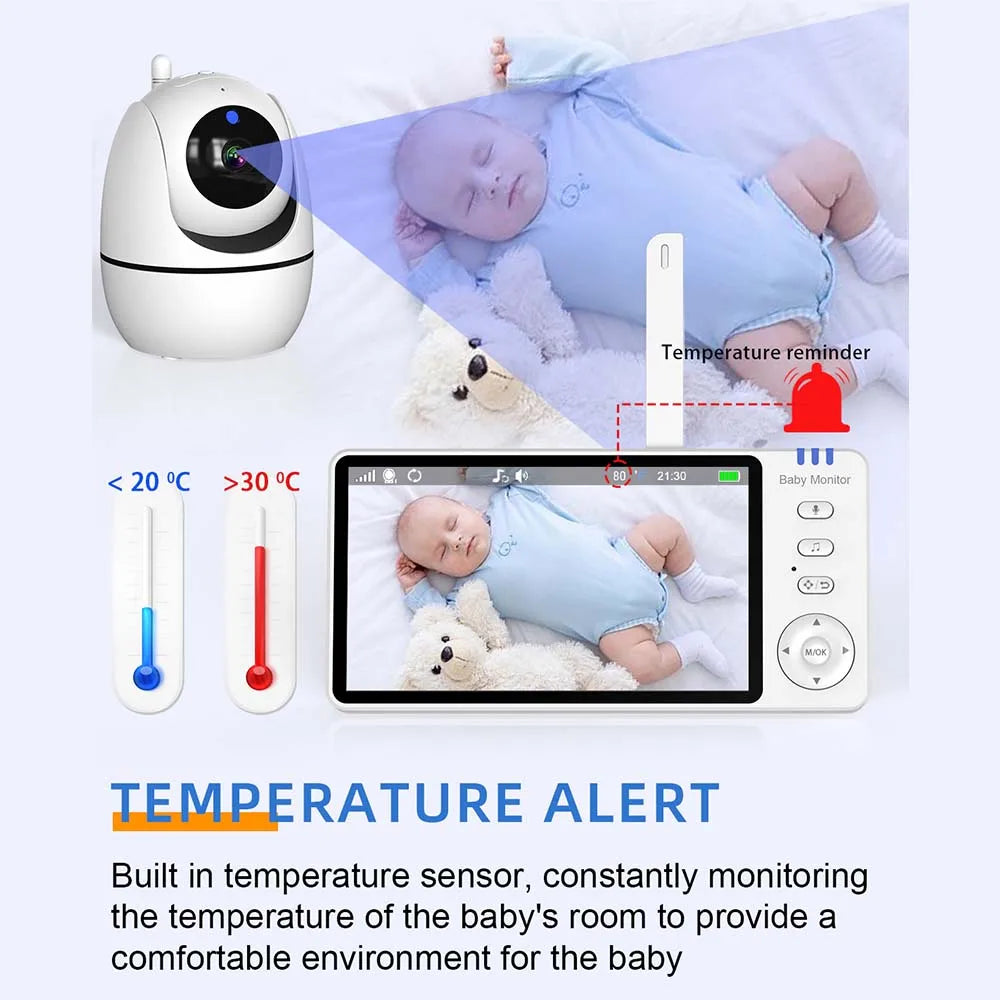 5" HD Video Baby Monitor – PTZ Camera & Night Vision