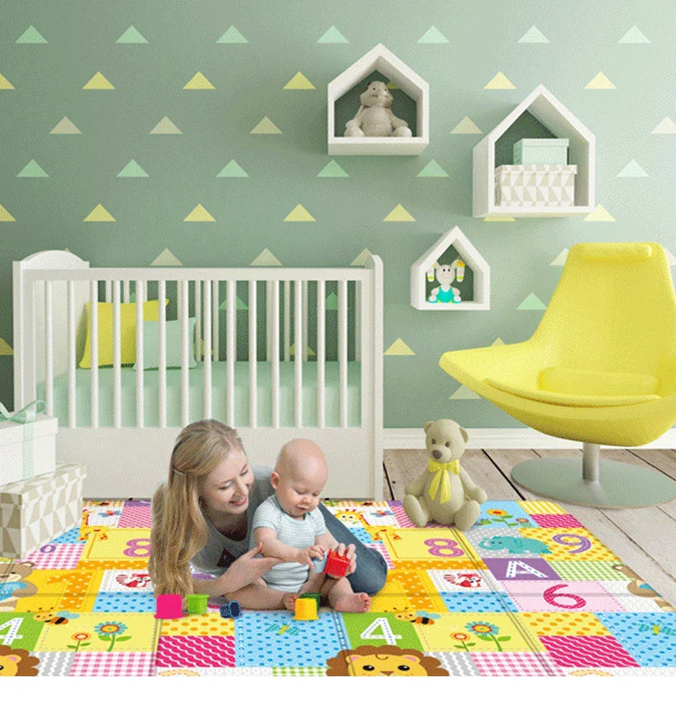 Double-sided Foldable Children Carpet Cartoon Baby Play Mat Educational Baby Activity Carpet Waterproof and Easy to Store