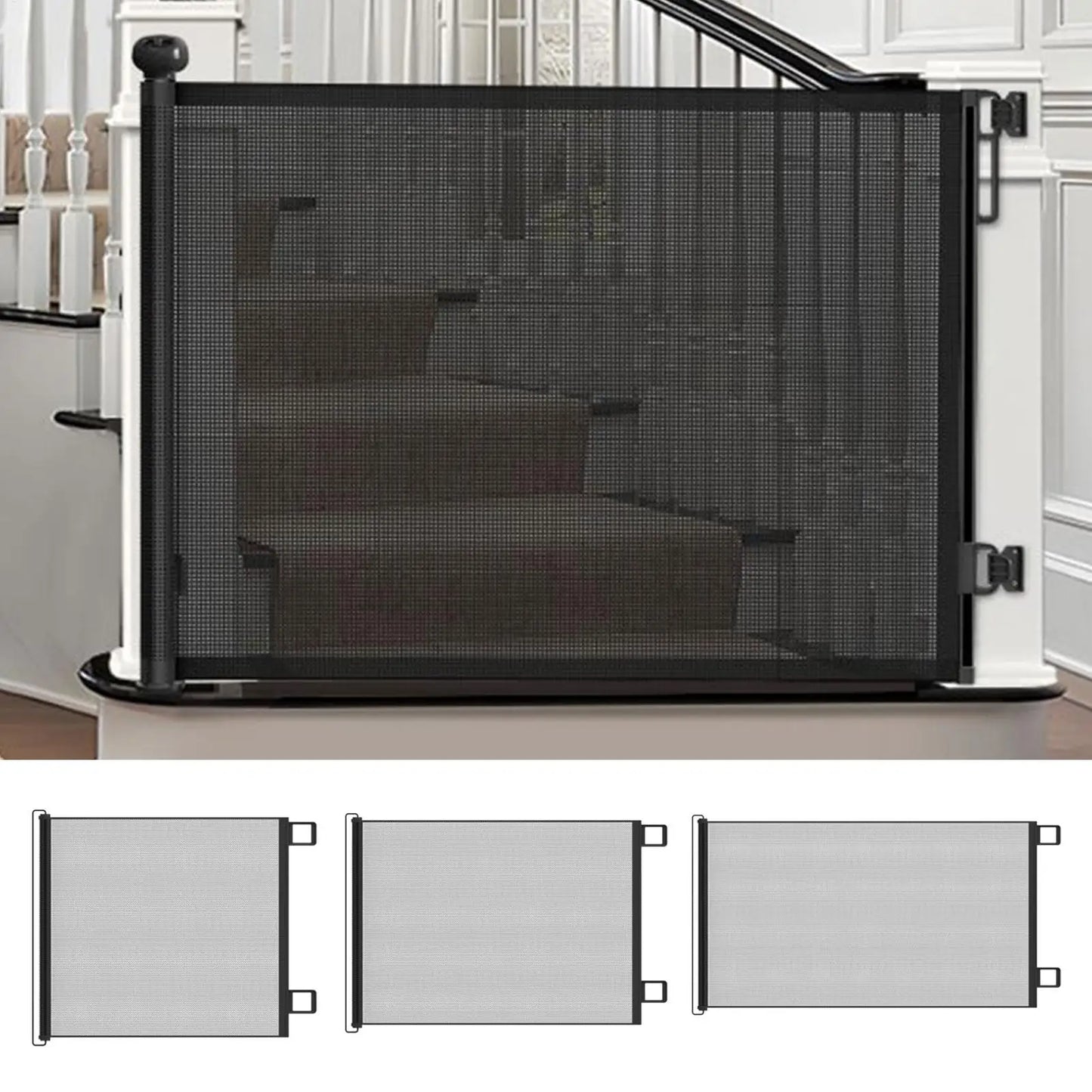 Retractable Safety Gate – No-Drill Childproof Mesh Fence for Hallways, Stairs & Doorways