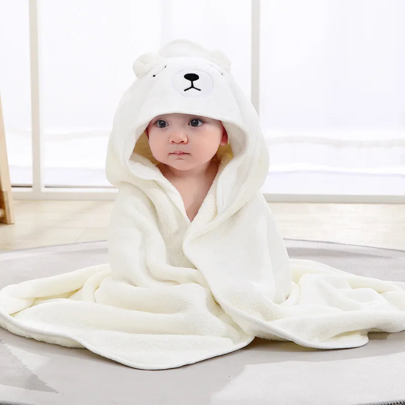 Baby Hooded Bath Towel – Super Soft Absorbent Bathrobe Blanket 80×80cm for Newborns